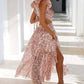 Vestido Maxi Floral Cuello En V Profundo Manga Volantes Abertura Lateral Verano Boho
