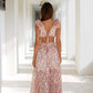Vestido Maxi Floral Cuello En V Profundo Manga Volantes Abertura Lateral Verano Boho