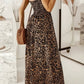 Vestido Maxi Leopardo De Tirantes Cuello En V Largo Verano Boho