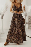 Vestido Maxi Leopardo De Tirantes Cuello En V Largo Verano Boho