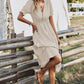 Vestido Midi A Rayas Cuello En V Manga Corta Botones Cintura Ajustada Verano Boho