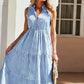 Vestido Midi A Rayas Cuello En V Sin Mangas Botones Cintura Ajustada Volantes Verano Boho