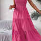 Vestido Midi Cuello Cuadrado Sin Mangas Hombros Con Volantes Cintura Fruncida Verano Boho